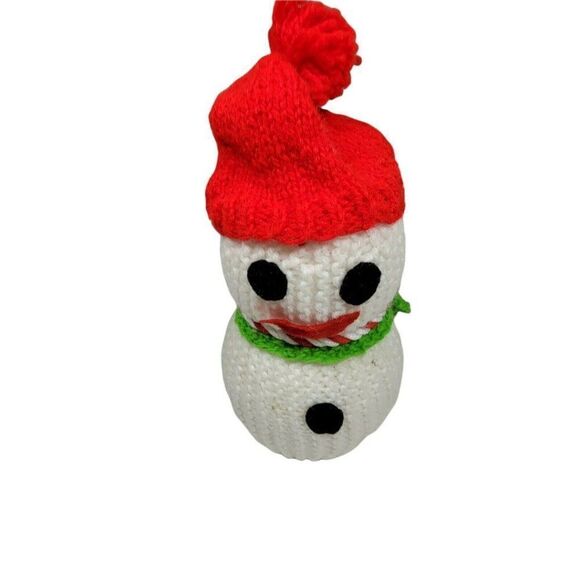 Vintage Christmas Handmade Crocheted Snowman Scarf Styrofoam Ball Decoration - Picture 1 of 4